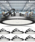 Super Bright 250W UFO LED High Bay Light With Plug And 5ft Cable 35000 Lumens 5000K Cool White, set of 6 for warehouses