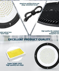 UFO LED High Bay Lights 200W 28,000 Lumens 5000K With US Plug And Five Foot Cable Eight Pack For Warehouse Garage Workshop Factory Lighting AC100 To 277V Built Tough Durable Dustproof Waterproof Pro Grade product features