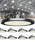 Crazy Bright 250W UFO LED High Bay Light 35000LM 5000K Eight Pack Shop Lighting with 5ft Cable Hanging Hook
