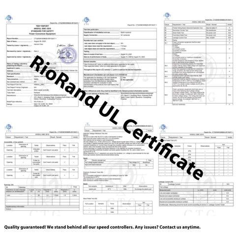 UL certification document for RioRand Small PWM DC Motor Speed Controller - for 6V 12V 24V 28V 3A 80W Low-Voltage Gear Motors with Forward/Reverse Switch Control