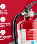 Close-up of Fire Extinguisher For Home And Commercial Use Heavy Duty Rechargeable UL Rated 2A 10B C with commercial grade valve