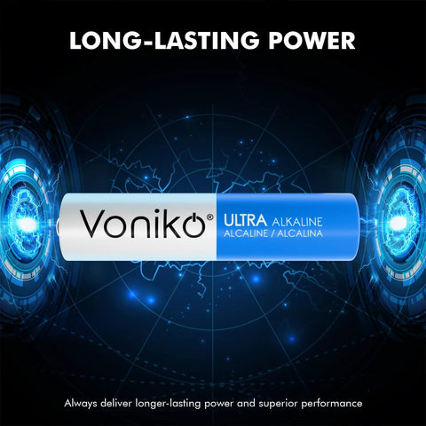 Image showing Ultra AAA Alkaline Battery from the 24 Pack With Long Lasting Power 10 Year Shelf Life, emphasizing energy efficiency.