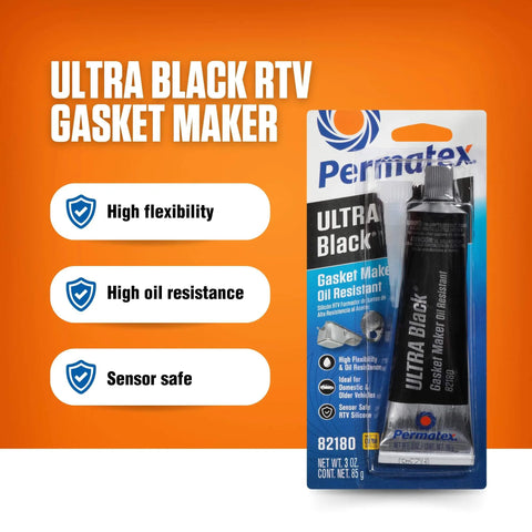 Ultra Black Maximum Oil Resistant RTV Silicone Gasket Maker For High Flex And Oil Heavy Duty Powertrain Applications Sensor Safe
