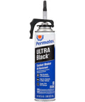 Ultra Black Maximum Oil Resistant RTV Silicone Gasket Maker 9.5 Oz PowerBead can shown upright with nozzle cap
