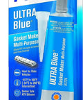 Ultra Blue RTV Silicone Gasket Maker Multi Purpose Sealant 3 Oz Tube for Engine and Auto Gaskets in packaging.