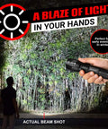 Two compact, ultra-bright LED flashlights offer reliable, pocket-ready light for camping, hunting, home emergencies and everyday tasks with a five-mode, zoomable beam and battery-powered operation (batteries not included) used to illuminate a forest scene.