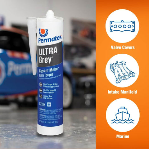 Ultra Gray Rigid High Torque RTV Silicone Gasket Maker 13 Oz Pack Of 6 Engine Sealant For Valve Covers And Oil Pans image