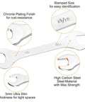 Ultra Slim SAE Open End Wrenches Dual Openings 7/8 by 15/16 Inches, 200mm Length, High Carbon Steel Heat Treated