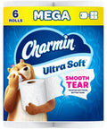 Ultra Soft Toilet Paper Mega Roll Pack With Six Mega Rolls Equaling 24 Regular Rolls Each Roll Delivers 208 Sheets packaging