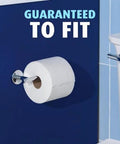 Ultra Soft Toilet Paper Mega Roll Pack With Six Mega Rolls mounted on blue bathroom wall near toilet