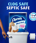 Ultra Soft Toilet Paper Mega Roll Pack With Six Mega Rolls Equaling 24 Regular Rolls on a toilet tank, clog and septic safe