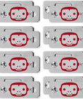 Ultra Thin Magnetic Cabinet And Drawer Magnets Sets, peel and stick installation, 8-pack, featuring red monkey design on metal plates.