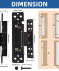 Dimensions diagram of ultra thin 5 inch hidden door hinges for secret doors, 304 stainless steel, with 3D adjustable concealed hinge system.