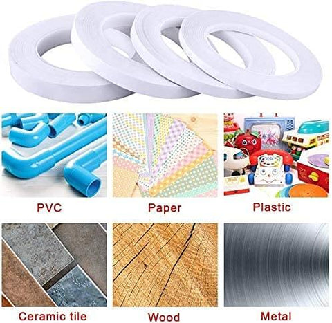 Ultra Thin Double Sided Craft Tape For Card Making Scrapbooking Gift Wrapping And Office And School Use Tear By Hand With Paper Backing Four Rolls One Quarter Inch By Thirty Two Yards Per Roll