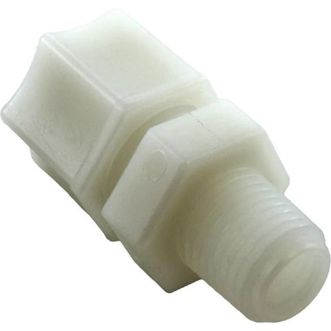 Ozonator Compression Fitting For Plastic Tubing, One Quarter Inch Male Pipe Thread To Three Eighths Inch Tube, UltraPure Plastic