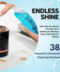 Person pouring blue Ultrasonic Jewelry And Eyewear Cleaning Solution Concentrate 8 Oz into ultrasonic cleaner with jewelry.