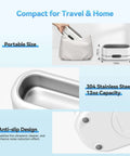 48KHz Ultrasonic Jewelry Cleaner With Dual Cleaning Modes 12oz 304 Stainless Steel Tank highlighting portable size and anti-slip design