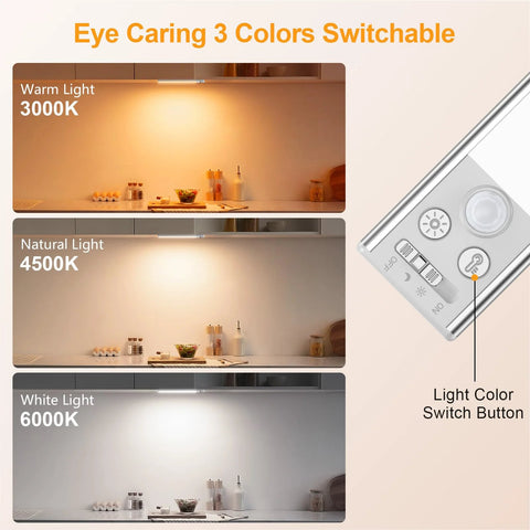 10.2 Inch Under Cabinet Lighting Kit Rechargeable 2 Pack With 3 Color Temperatures and control panel close-up