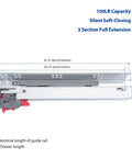 Undermount Soft Close Drawer Slides 21 Inch Full Extension Concealed Drawer Runners with diagram and measurements