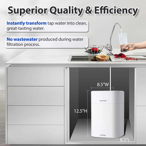 Tankless 0.01 Micron Ultra Filtration Under Sink Water Filter System Four Stage High Capacity for Sink and RV White under countertop