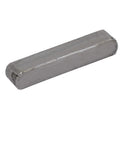 Undersized Tolerance 22mm by 4mm by 4mm Key Stock in Gray Carbon Steel with smooth edges, ideal for loose keyways and DIY projects.
