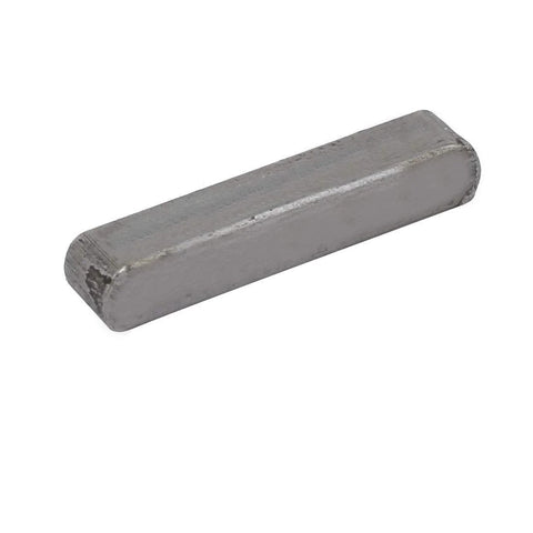 Undersized Tolerance 22mm by 4mm by 4mm Key Stock in Gray Carbon Steel with smooth edges, ideal for loose keyways and DIY projects.