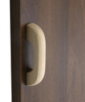Unfinished Beech Wood Drawer Knob Set 2 Pack Paintable Cabinet Handles For Cupboard And Closet Drawers, installed on wooden door