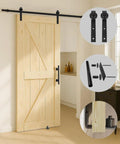 Unfinished 34 In By 84 In Knotty British Brace Barn Door With 6.6 Ft Sliding Hardware Kit Solid Wood Natural Spruce