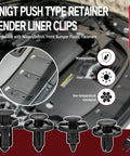 Push Type Fender Liner Clips Kit For Nissan And Infiniti Front Bumpers, 121-Piece Plastic Fasteners Set With Tool visible
