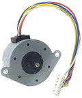 Unipolar Stepper Motor 5V DC Dual Coil Center-Tapped 7.5 Per Step 120 Ohm with connector, wires visible, front view.