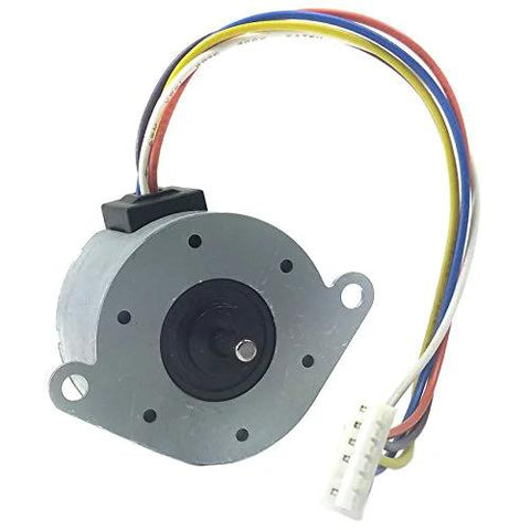 Unipolar Stepper Motor 5V DC Dual Coil Center-Tapped 7.5 Per Step 120 Ohm with connector, wires visible, front view.