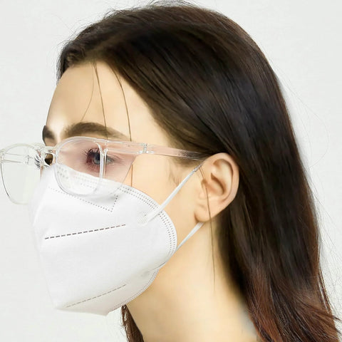 Side view of woman wearing Unisex Anti Fog Safety Glasses With Blue Light Blocking Eye Protection Pack Of 2