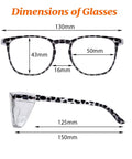 Unisex Anti Fog Safety Glasses With Blue Light Blocking Eye Protection Pack Of 2, front and side dimensions shown in mm