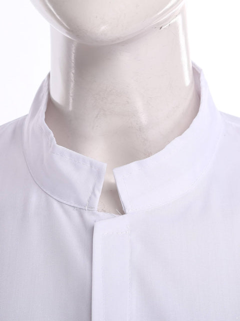 Unisex Lab Coat For Work In Cleanrooms Durable 100 Polyester White XX Large With Hatless Or Hooded Style, close-up of collar