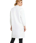 Back view of a Unisex Lab Coat For Work In Cleanrooms Durable 100 Polyester White XX Large With Hatless Or Hooded Style by iiniim.