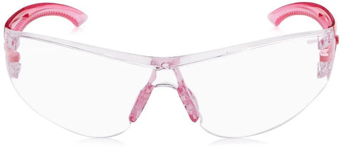 Front view of Unisex Safety Glasses with lightweight frame and rubber nose pad, one size fits all.