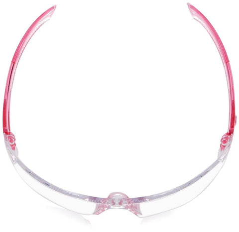 Front view of Unisex Safety Glasses With Lightweight Frame And Rubber Nose Pad One Size showing red and clear frame design