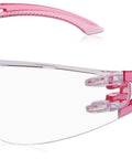Unisex Safety Glasses With Lightweight Frame And Rubber Nose Pad One Size in pink, side view