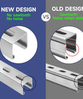 Comparison of Unistrut Channel Trolley Track 57 in 12 Gauge Steel U-Channel Galvanized Finish Slotted Back, new design vs old design