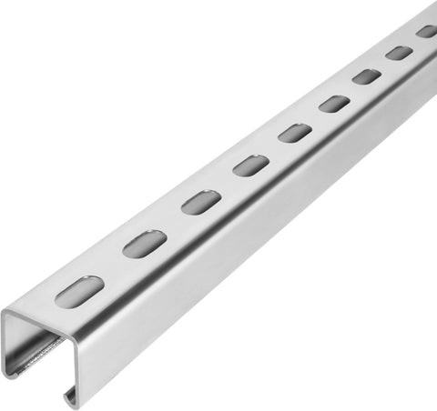 Unistrut Channel Trolley Track, 57 in (4.75 ft) 1-5/8" x 1-5/8", 12 Gauge Steel U-Channel, Galvanized Finish, Slotted Back, side view