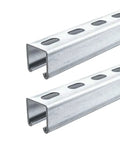 Unistrut Channel Trolley Track, 57 in (4.75 ft) 1-5/8" x 1-5/8", 12 Gauge Steel U-Channel, Galvanized Finish, Slotted Back (Pack of 2)