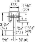 Dimensions diagram of Genuine Unistrut P2949-EG 2 Wheel Trolley Assembly for use with P1000, P1001, P5000, P5001, P5500, P5501