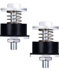 1-5/8 inch Unistrut trolley limit hardware in black and silver with spring washers and rubber pads, 2 pcs side view