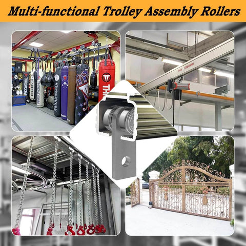 2 Wheel Unistrut Trolley Roller Assembly 4 Pack Metal Bearing Rollers for 1-5/8 Inch Strut Channels in various installations