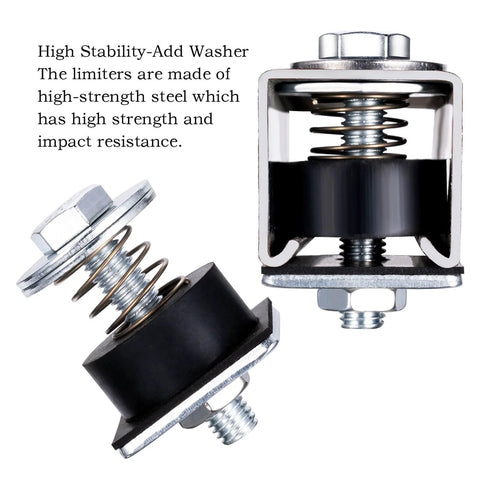 Unistrut Trolley Limit Hardware For 1-5/8 Inch Strut Channel featuring U bracket and spring washers, anti shock and vibration blocks.