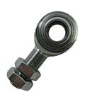 Universal 3/4 inch DD steering shaft support bearing heim joint, showing threaded metal design for street rods and custom builds