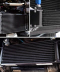 Universal 30 Row Oil Cooler With 10AN Stacked Plate Design for transmission and engine cooling, installed