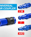 15 Piece Air Hose Fittings Kit With One Quarter Inch Universal Air Couplers And Industrial Air Plugs displayed