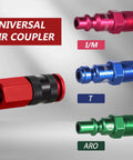 Universal Air Coupler And Plug Kit For Quarter Inch NPT Quick Connect Interchange Compatible With I M Aro And T Type, 14 Piece Set