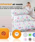Universal air nozzle for vacuum storage bags with 1.6-inch valve compatibility for Portable Vacuum Storage Bag Pump Cordless Travel Electric Rechargeable Compression Vacuum Pump With 3X Quick Deflator 6.0 KPa And 600 L Per Minute Suction For Clothes Blankets And Luggage Perfect For Home Or On The Go.